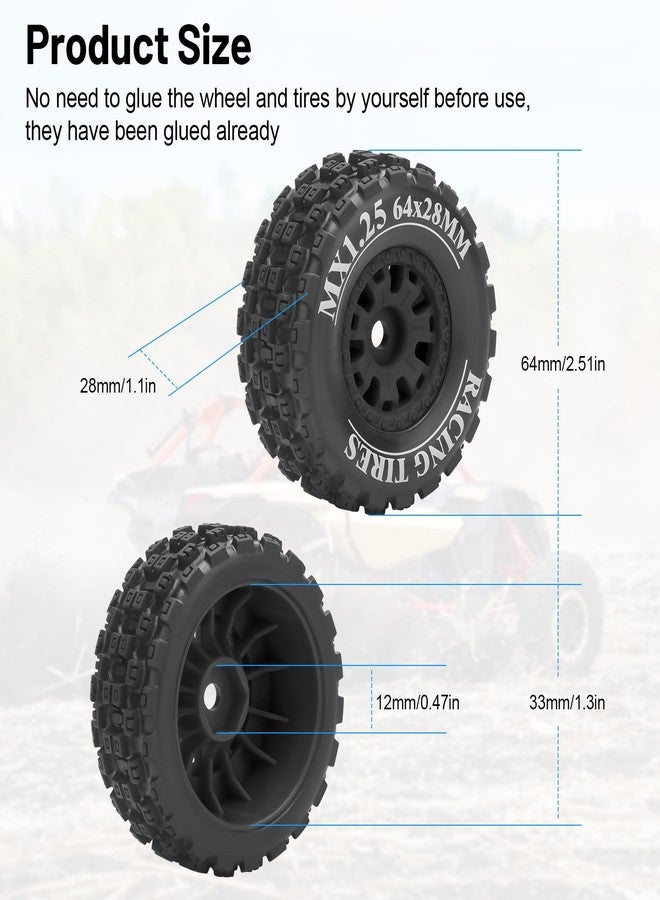 daitoku 12mm Hex RC On/Off Road Tires, daitoku RC Car Tires and Wheels for 1/14 1/16 1/18 Traxxas ARRMA Mojave GROM 223S 4x4 RTR MJX Hyper Go 14301 14302 14303 Tamiya Kyosho HPI - Style C (Black) - Image 4